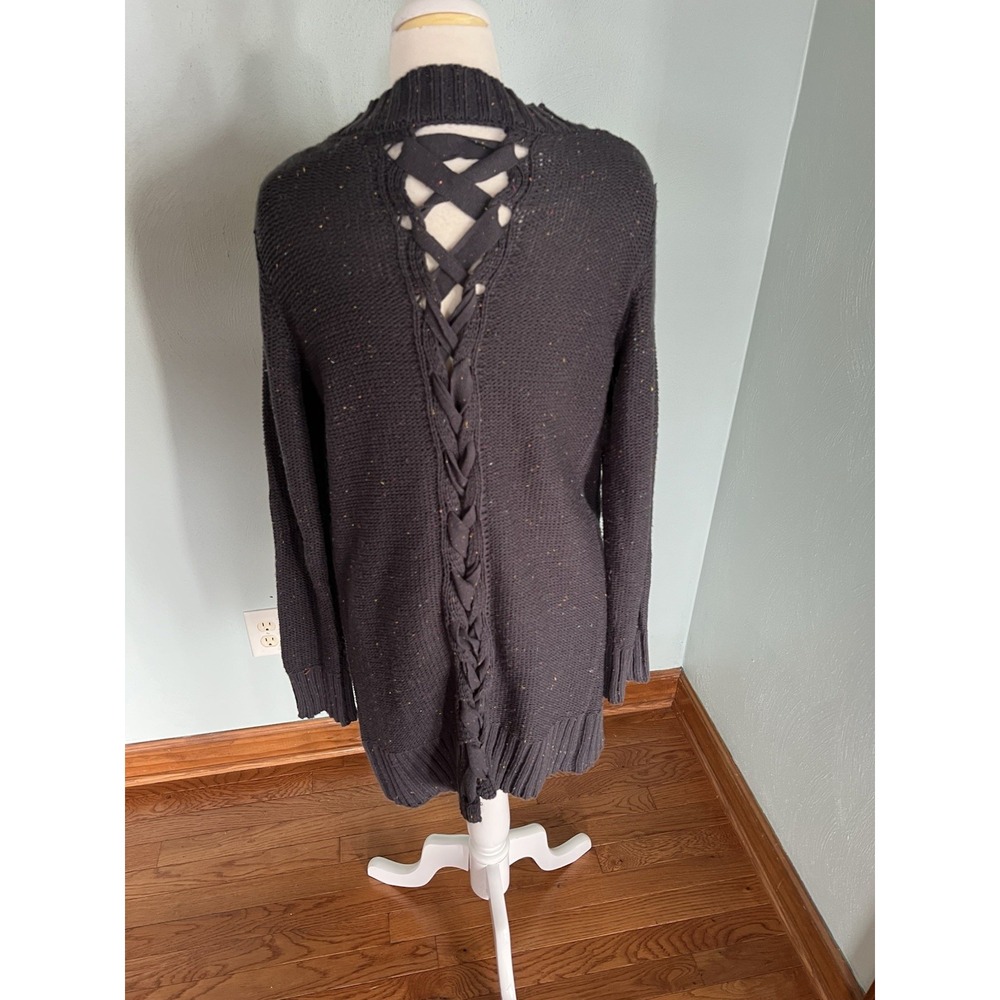 True Craft Longline Cardigan Lace-Up Braid Detail Layering Cozycore Sz‎ S